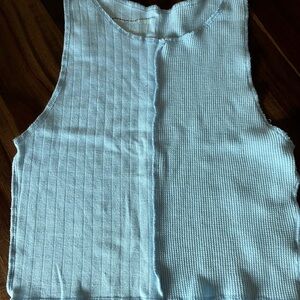 American Eagle NEW Mixed Knit Sleeveless Tank Top - Light Blue